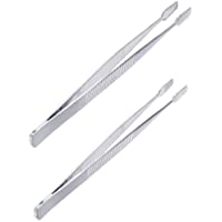 VILLCASE 2 Piezas Pinzas de Sello Herramientas de Recolección de Sellos de Filatelia Estilo Plano de Paleta de Acero…